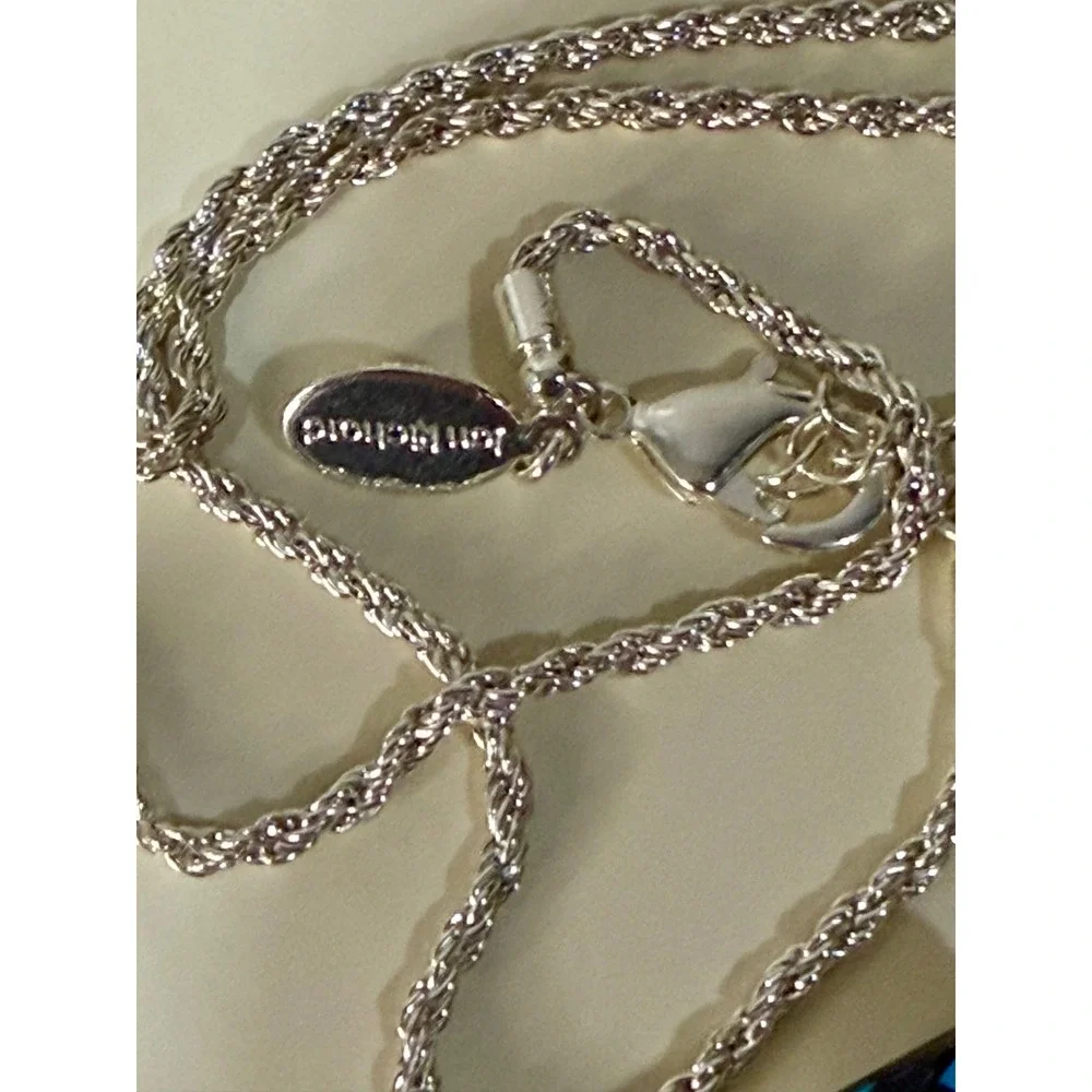 Jon Richard Bermuda Blue Swarovski Crystal Teardrop Pendant Necklace silver tone